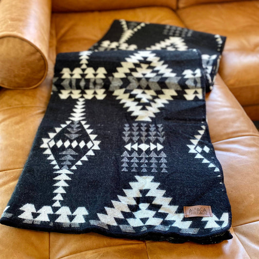Black Andean Alpaca Wool Blanket - SALE!