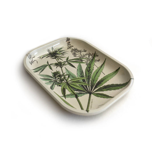 Small Metal Cannabis Decorative Tray / Vintage Botanical