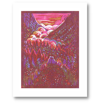 Mountain Sunset Letterpress Art Print