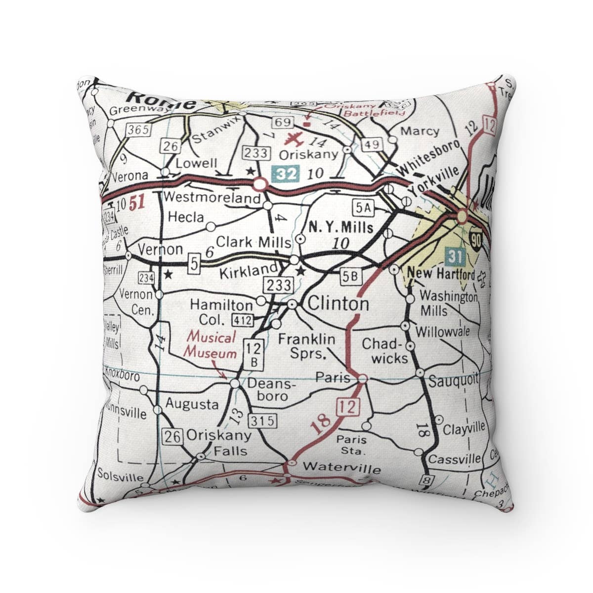 Clinton New York Map Pillow